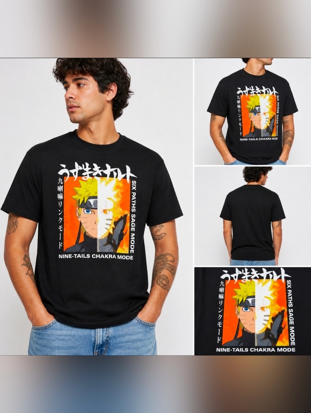 Hot Topic Black Naruto Nine-Tails Chakra Mode Graphic Tee